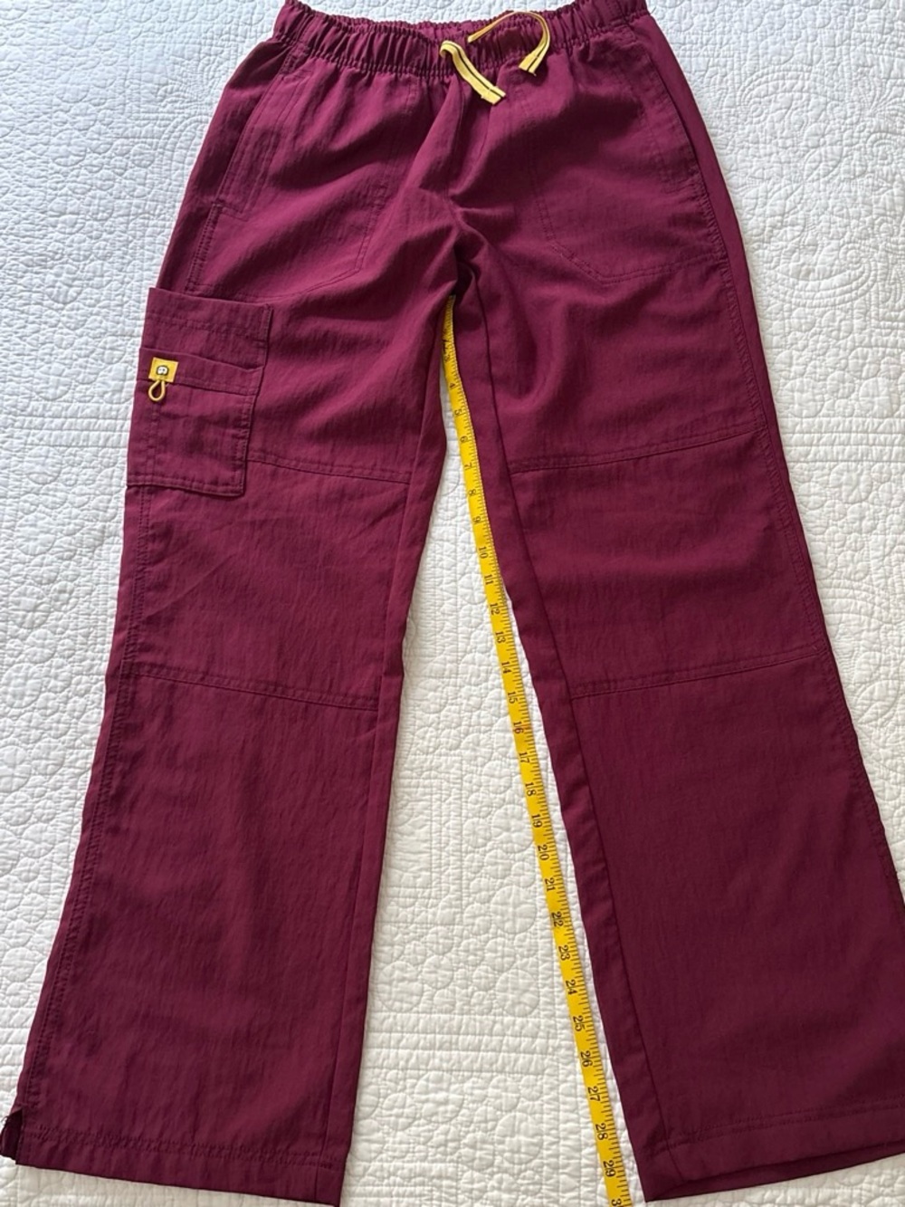 Women’s Burgundy Drawstring Cargo Scrub Pants